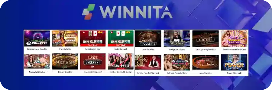 Giochi dal vivo su Winnita: roulette, blackjack, baccarat e altri titoli popolari