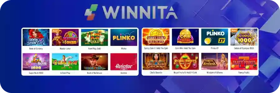 Slot popolari su Winnita: Aviator, Plinko, Gates of Olympus, Sugar Rush e altri titoli