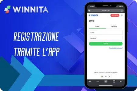 Registrati velocemente nell'app Winnita.