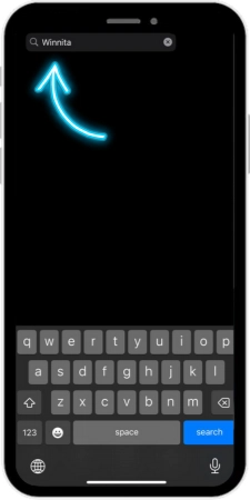 Ricerca dell’app Winnita su iPhone con barra evidenziata
