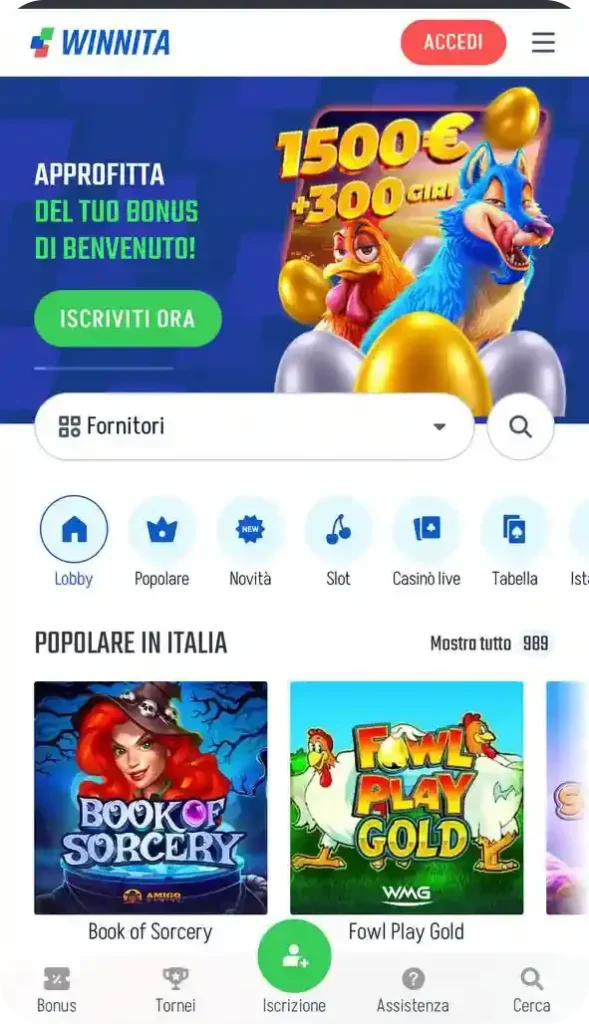 Bonus benvenuto Winnita