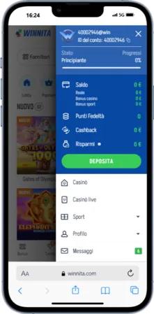 Schermata metodi di pagamento per il primo deposito