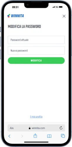 Conferma i tuoi dati di contatto e crea una password sicura nell’app WinnitaCasino