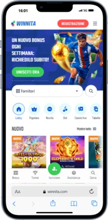 Pulsante Registrati evidenziato sulla pagina di Winnita